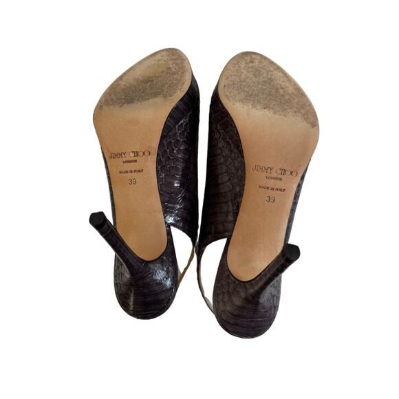 Jimmy Choo Purple-Brown Python Embossed Peep-Toe Stiletto Size 39/8.5 - Picture 8 of 8